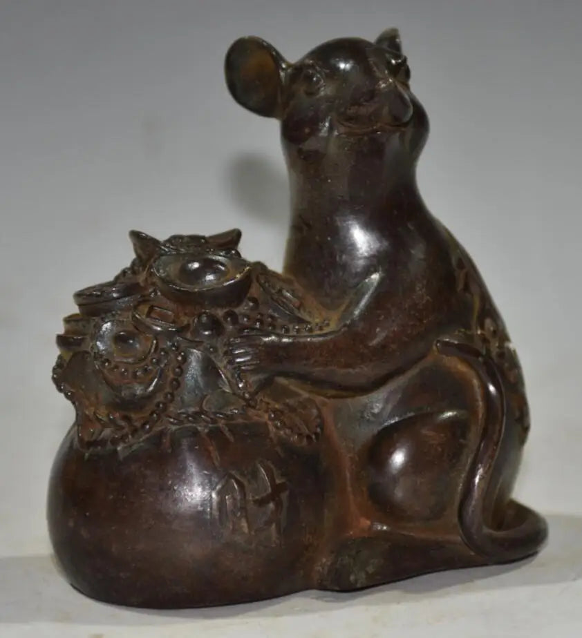China brass archaize recruit wealth mouse crafts statue