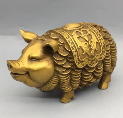 China brass archaize recruit wealth pig crafts statue