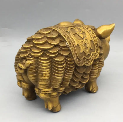 China brass archaize recruit wealth pig crafts statue