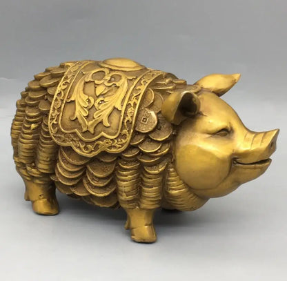China brass archaize recruit wealth pig crafts statue