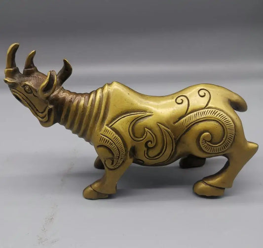 China brass archaize rhino crafts statue