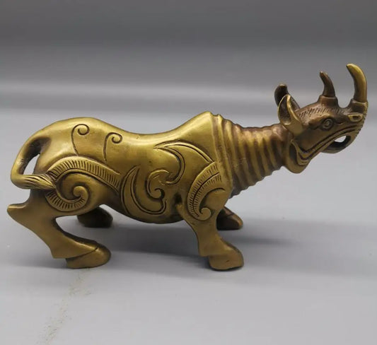 China brass archaize rhino crafts statue