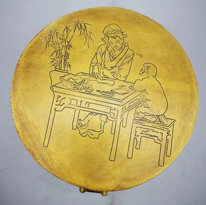 China brass archaize round shape Jewelry box crafts statue