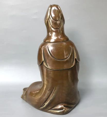 China brass archaize ruyi Guanyin bodhisattva crafts statue