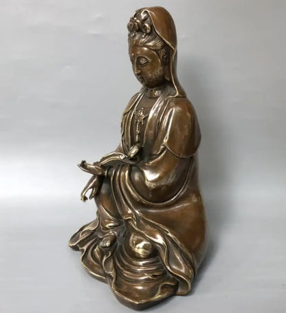China brass archaize ruyi Guanyin bodhisattva crafts statue