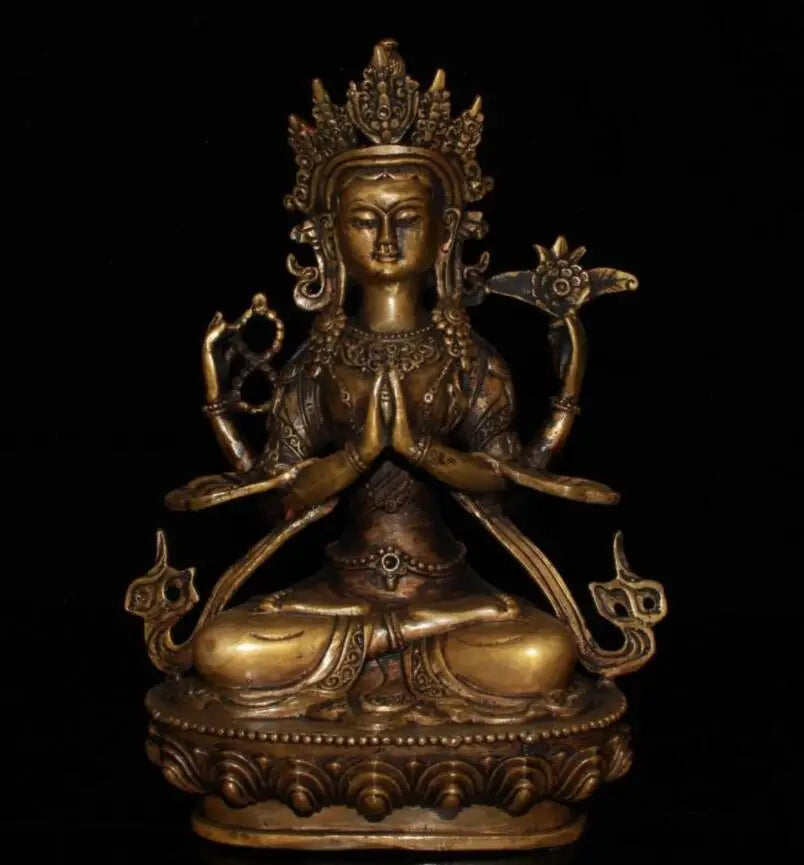 China brass archaize seiko Buddha crafts statue