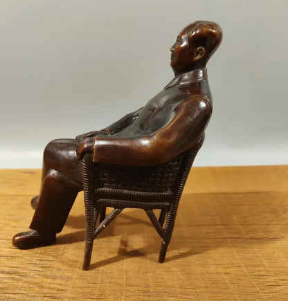 China brass archaize sit chair Mao Zedong crafts statue