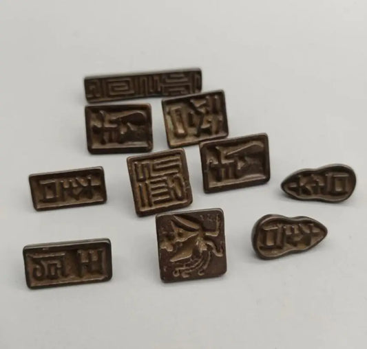 China brass archaize small seal crafts statue A set