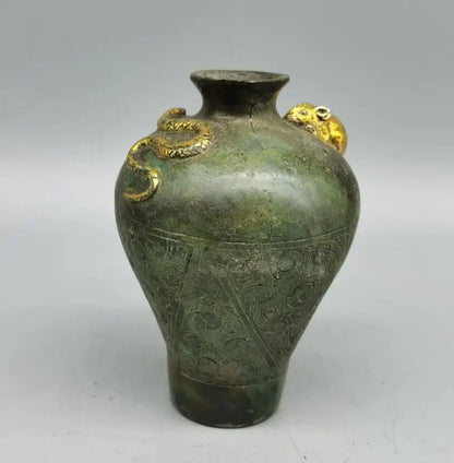 China brass archaize snake mouse jar crafts statue
