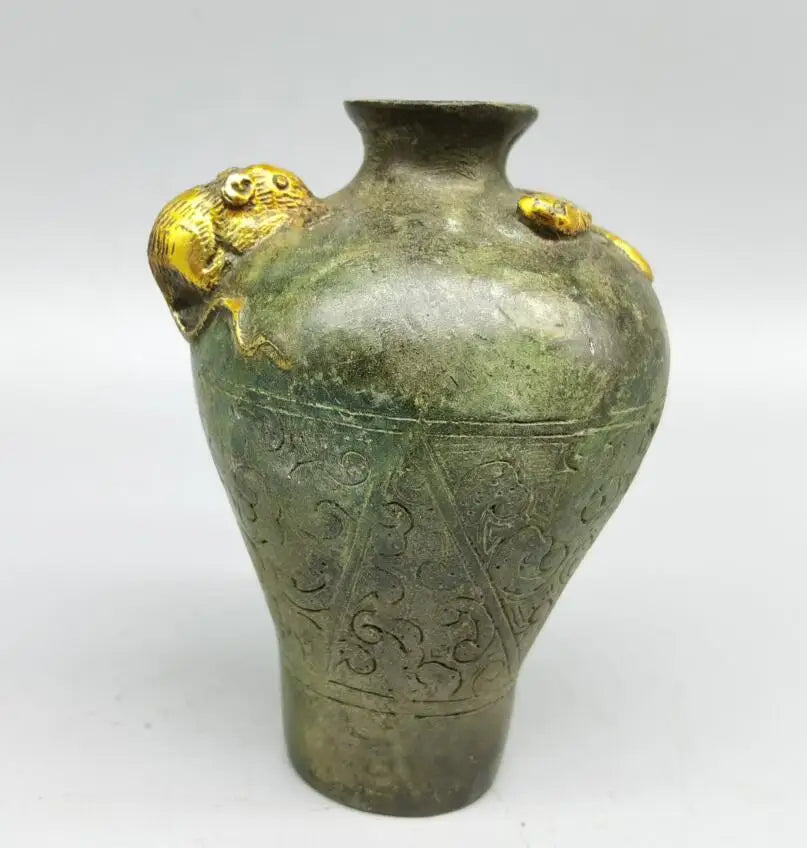 China brass archaize snake mouse jar crafts statue