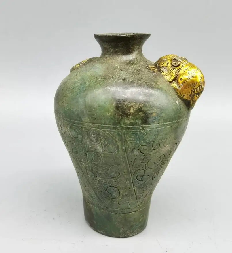 China brass archaize snake mouse jar crafts statue