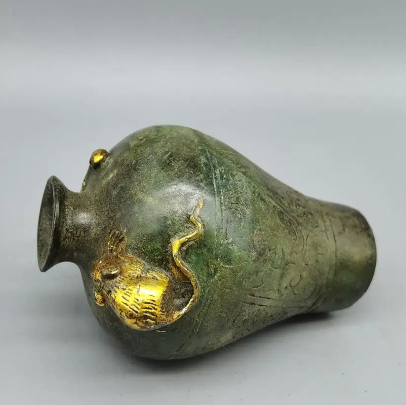 China brass archaize snake mouse jar crafts statue