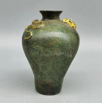 China brass archaize snake mouse jar crafts statue