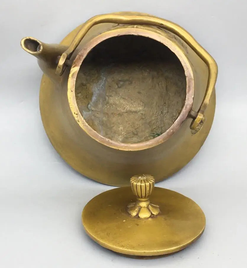 China brass archaize tang dynasty horses teapot crafts statue
