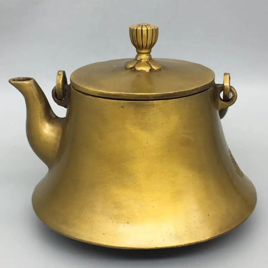 China brass archaize tang dynasty horses teapot crafts statue