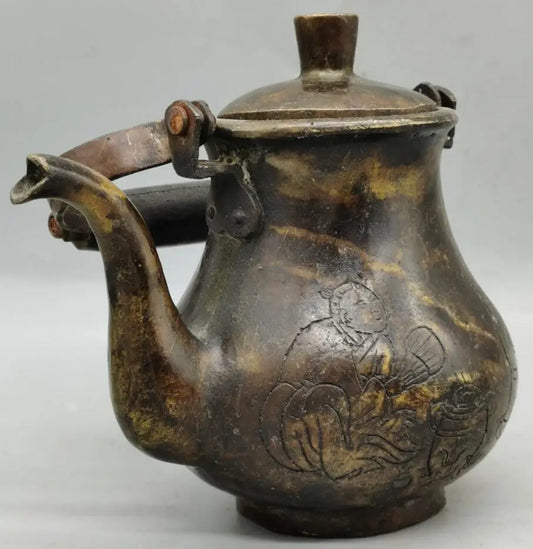 China brass archaize teapot crafts statue