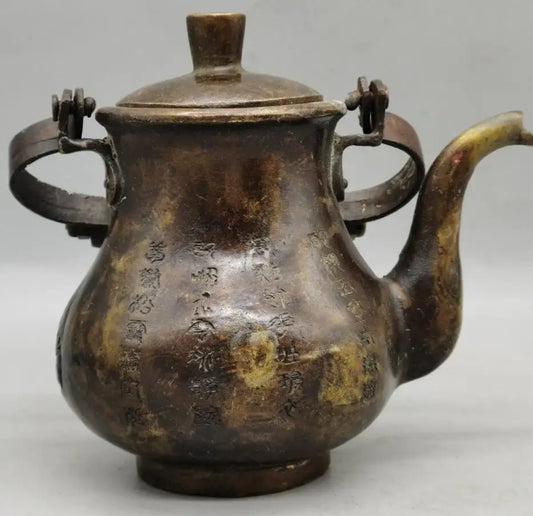 China brass archaize teapot crafts statue
