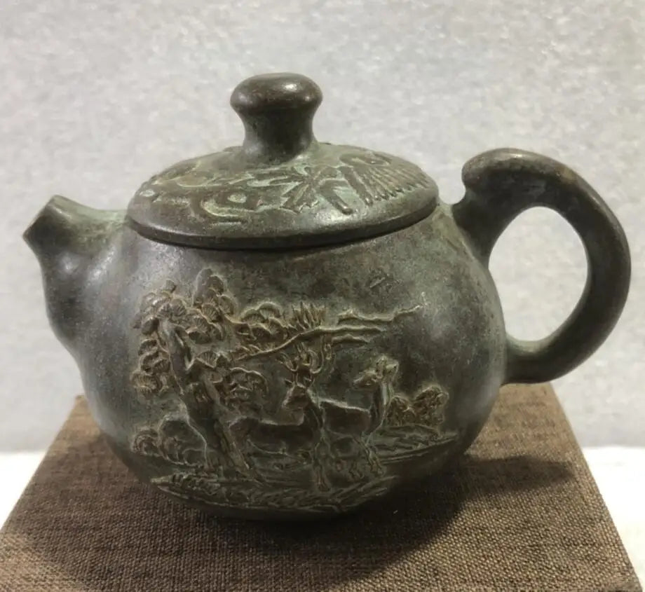 China brass archaize teapot crafts statue