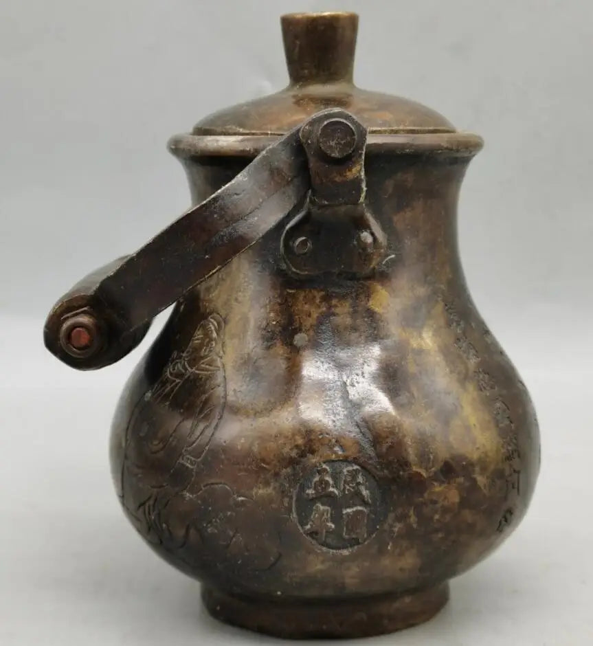 China brass archaize teapot crafts statue