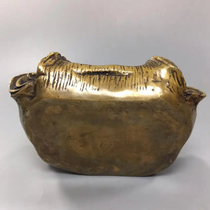 China brass archaize tiger head ashtray crafts statue