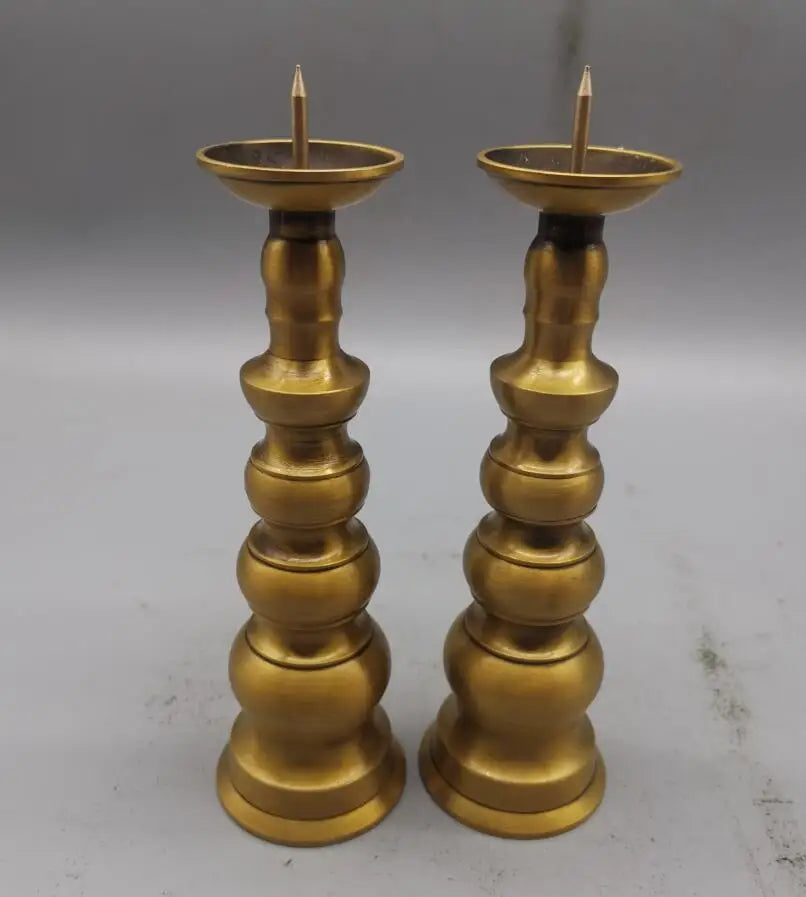 China brass archaize tower shape Candle Holders crafts statue A pair