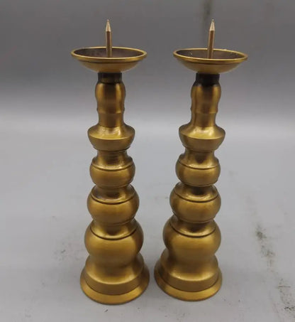 China brass archaize tower shape Candle Holders crafts statue A pair