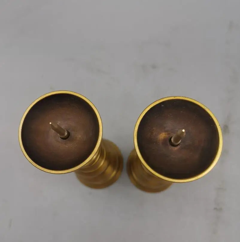 China brass archaize tower shape Candle Holders crafts statue A pair