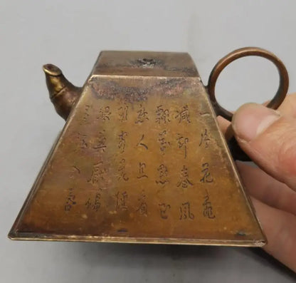 China brass archaize trapezoidal teapot crafts statue