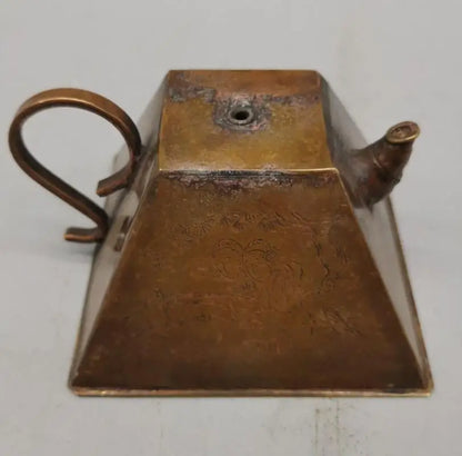 China brass archaize trapezoidal teapot crafts statue
