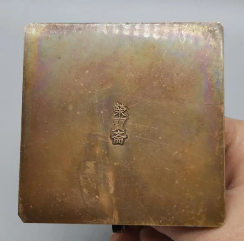 China brass archaize trapezoidal teapot crafts statue