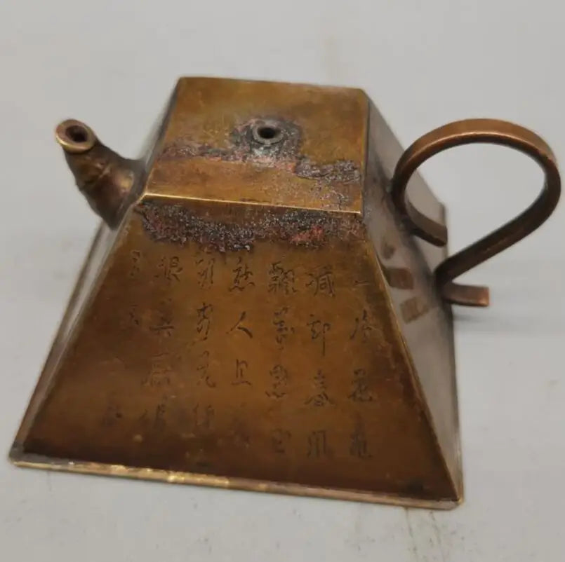 China brass archaize trapezoidal teapot crafts statue