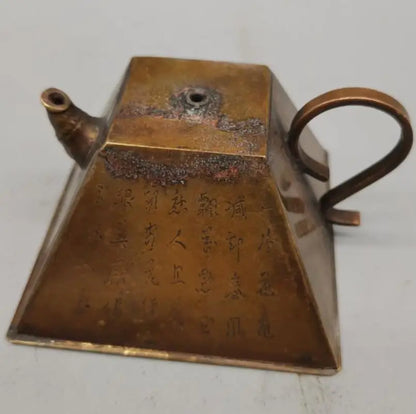 China brass archaize trapezoidal teapot crafts statue