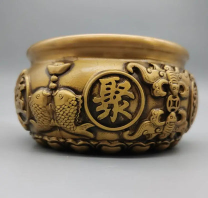 China brass archaize treasure bowl crafts statue