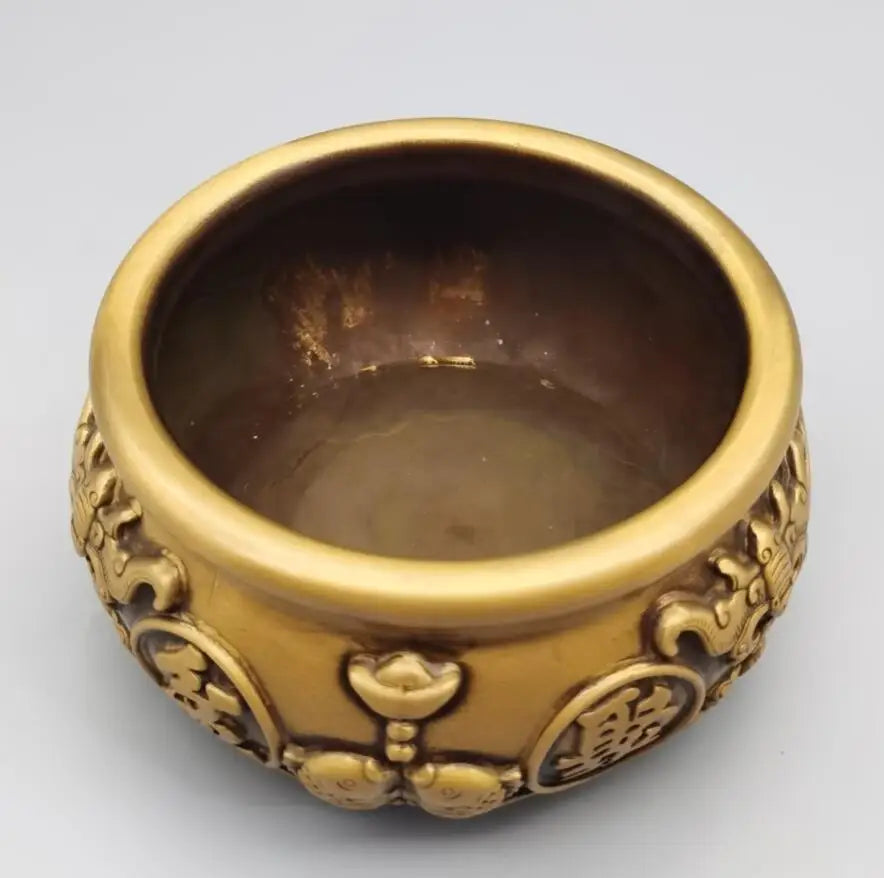 China brass archaize treasure bowl crafts statue