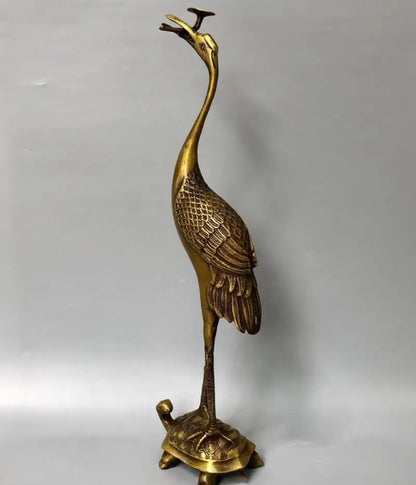 China brass archaize turtle crane crafts statue A pair