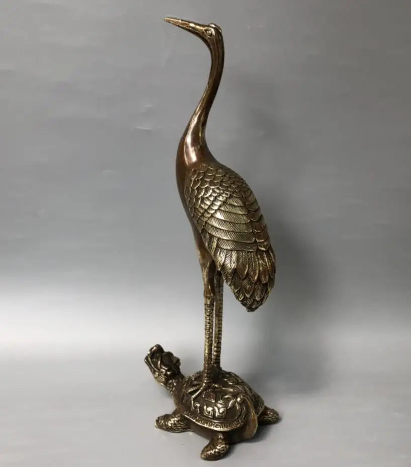China brass archaize turtle crane crafts statue