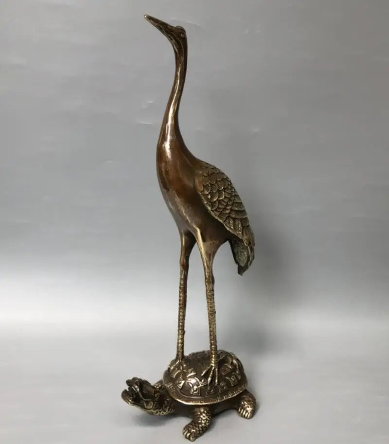 China brass archaize turtle crane crafts statue