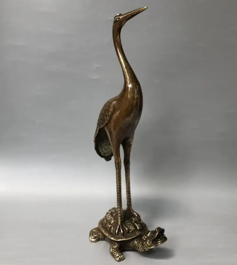 China brass archaize turtle crane crafts statue