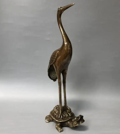 China brass archaize turtle crane crafts statue