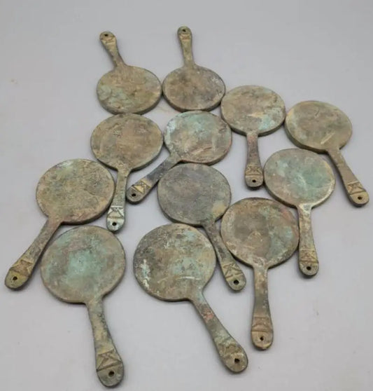 China brass archaize twelve zodiac Bronze mirror small crafts statue