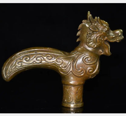 China brass archaize twelve zodiac crutch head crafts statue