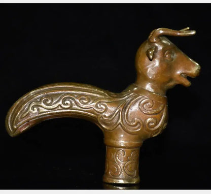China brass archaize twelve zodiac crutch head crafts statue