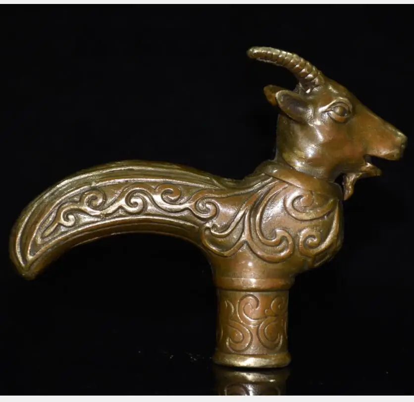 China brass archaize twelve zodiac crutch head crafts statue