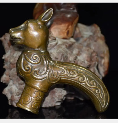 China brass archaize twelve zodiac crutch head crafts statue