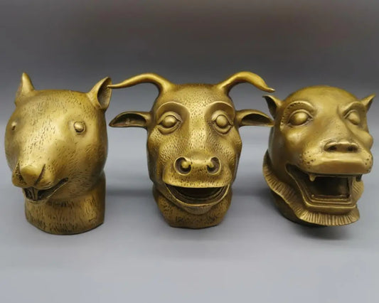 China brass archaize twelve zodiac head crafts statue A set