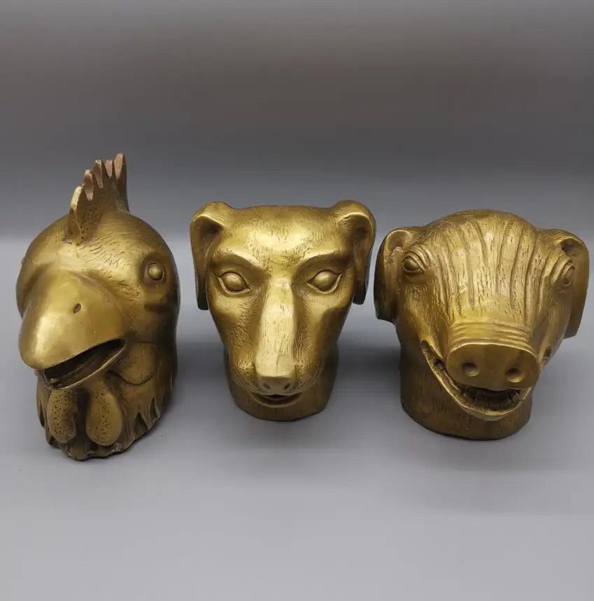 China brass archaize twelve zodiac head crafts statue A set