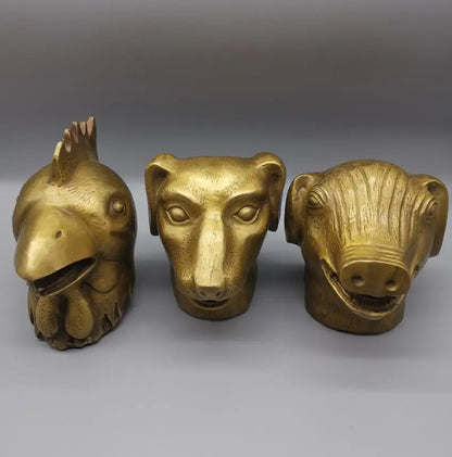 China brass archaize twelve zodiac head crafts statue A set