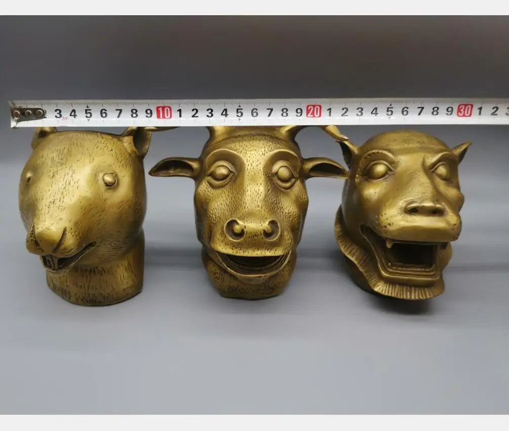 China brass archaize twelve zodiac head crafts statue A set