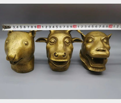 China brass archaize twelve zodiac head crafts statue A set