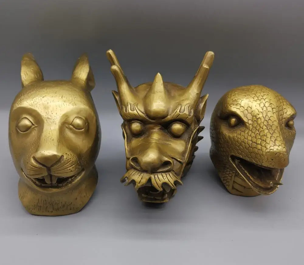 China brass archaize twelve zodiac head crafts statue A set